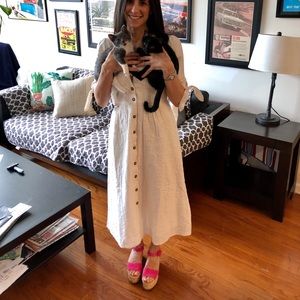 Seersucker midi length dress